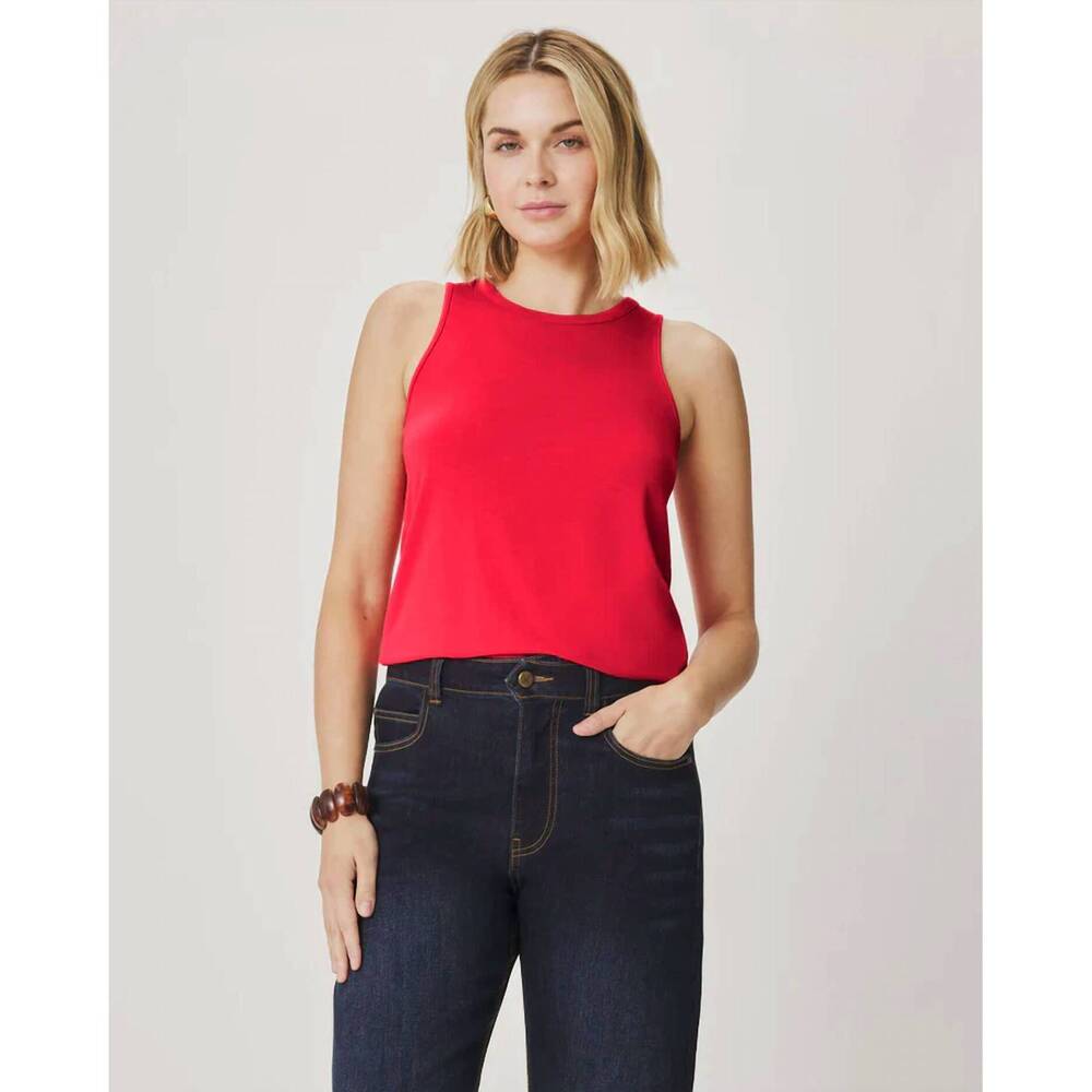 NEW SPLENDID bamboo high neck tank in scarlet